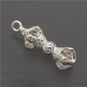 Sterling Silver Pendant Tibetan Dorje Vajra Pestle, approx 5-13mm