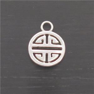 Sterling Silver Pendant Chinese Lucky, approx 6.8mm