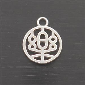 Sterling Silver Pendant Chinese Lucky, approx 7.5mm