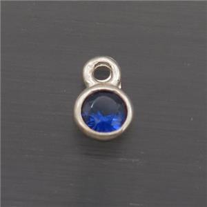 Sterling Silver Circle Pendant Pave Crystal, approx 4mm