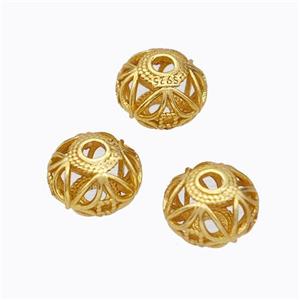 925 Sterling Silver Rondelle Beads Hollow Gold Plated, approx 5-7mm