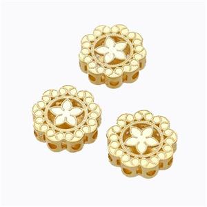 925 Sterling Silver Flower Beads Hollow Gold Plated, approx 9mm