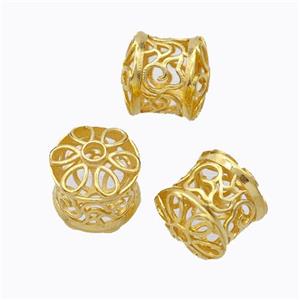 925 Sterling Silver Tube Beads Hollow Gold Plated, approx 8mm