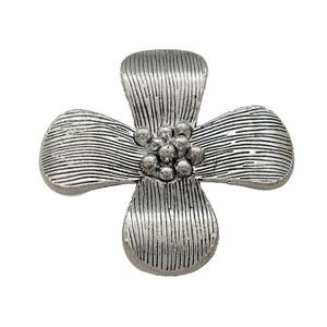 Tibetan Style Zinc Flower Pendant Antique Silver, approx 40mm