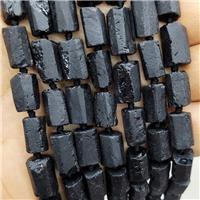 Natural Black Tourmaline Beads Column Rough, approx 7-14mm