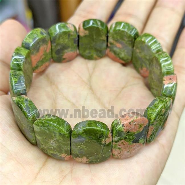 Natural Unakite Bracelet Stretchy Green