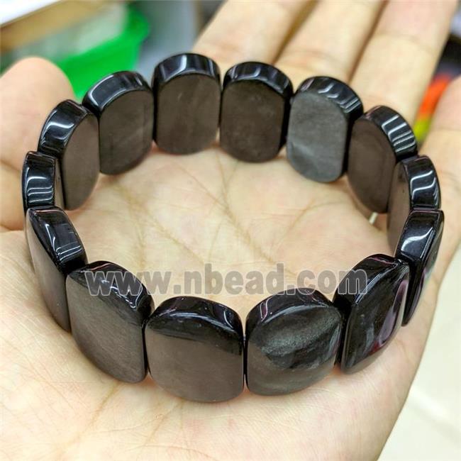 Natural Silver Obsidian Bracelet Stretchy