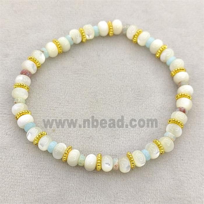 MOP Shell Bracelets Stretchy Rondelle