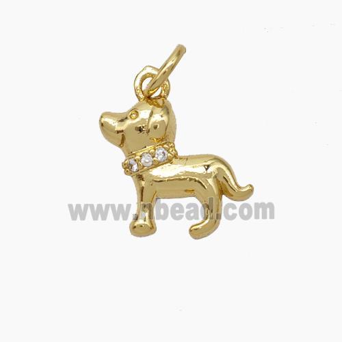 Copper Dog Pendant Pave Zirconia Gold Plated