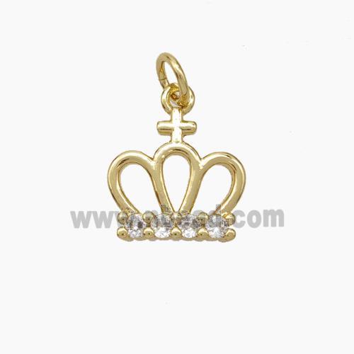 Copper Crown Pendant Pave Zirconia Gold Plated