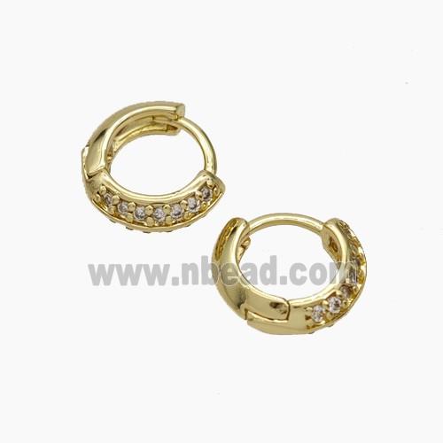 Copper Hoop Earrings Micropave Zirconia Gold Plated