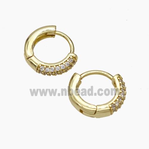 Copper Hoop Earrings Micropave Zirconia Gold Plated