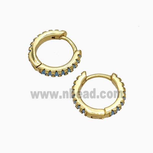 Copper Hoop Earrings Micropave Zirconia Gold Plated