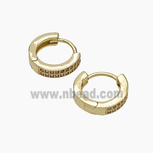 Copper Hoop Earrings Micropave Zirconia Gold Plated