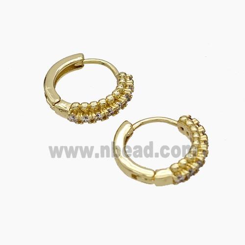 Copper Hoop Earrings Micropave Zirconia Gold Plated