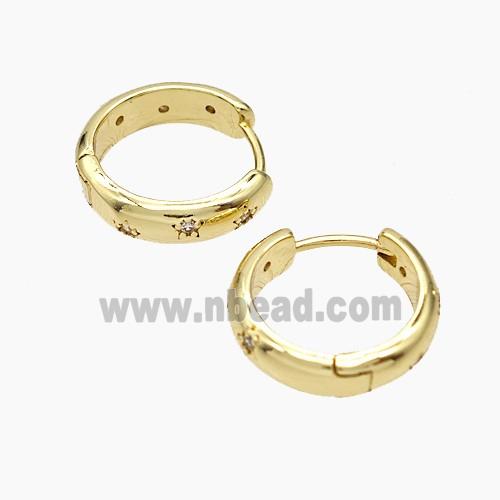 Copper Hoop Earrings Micropave Zirconia Gold Plated