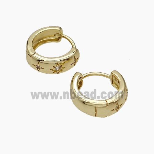 Copper Hoop Earrings Micropave Zirconia Gold Plated