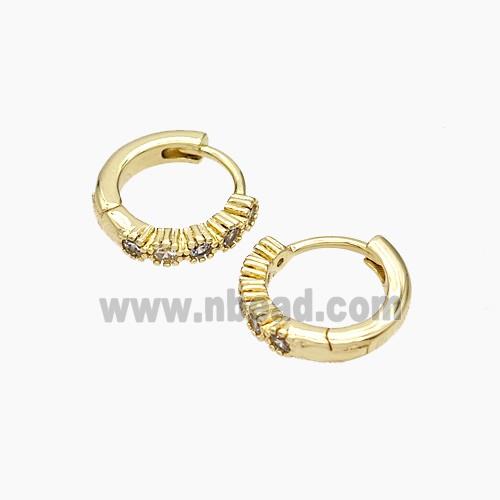 Copper Hoop Earrings Micropave Zirconia Gold Plated