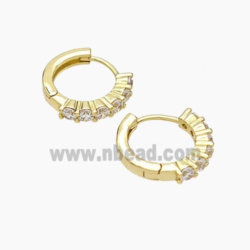 Copper Hoop Earrings Micropave Zirconia Gold Plated