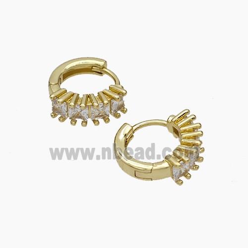 Copper Hoop Earrings Micropave Zirconia Gold Plated