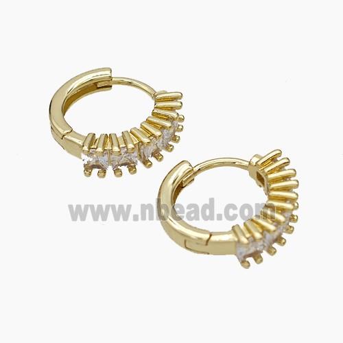 Copper Hoop Earrings Micropave Zirconia Gold Plated