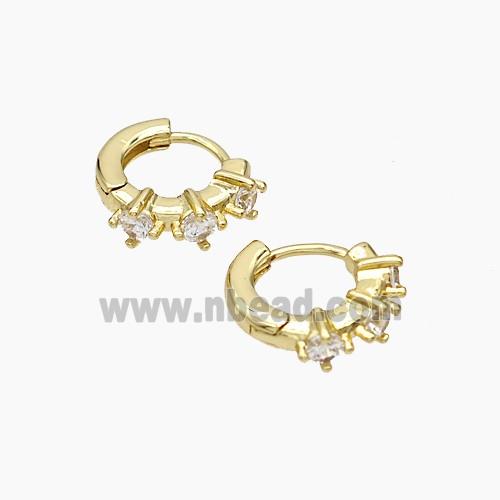 Copper Hoop Earrings Micropave Zirconia Gold Plated