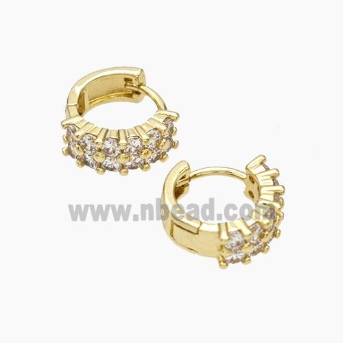 Copper Hoop Earrings Micropave Zirconia Gold Plated