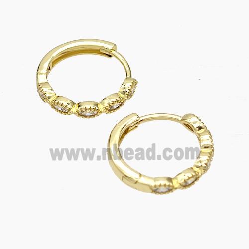 Copper Hoop Earrings Micropave Zirconia Gold Plated