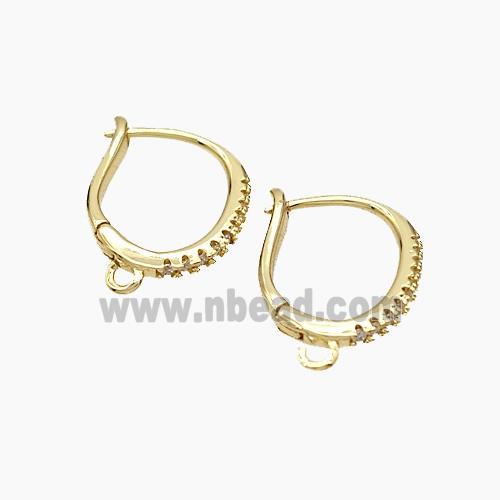 Copper Latchback Earrings Micropave Zirconia Gold Plated