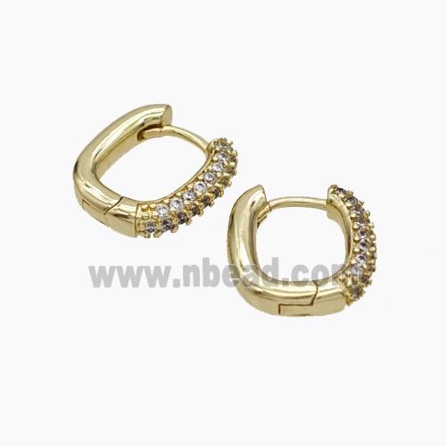 Copper Latchback Earrings Micropave Zirconia Gold Plated