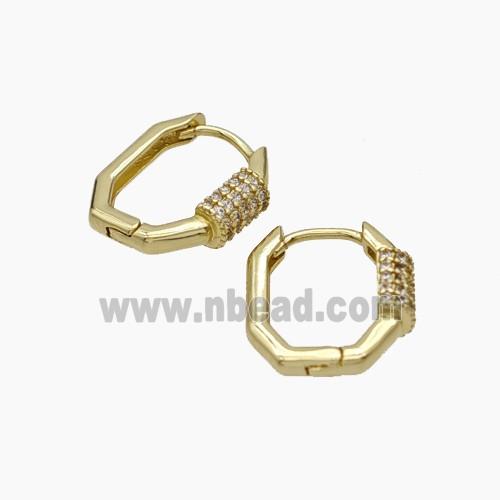 Copper Latchback Earrings Micropave Zirconia Gold Plated