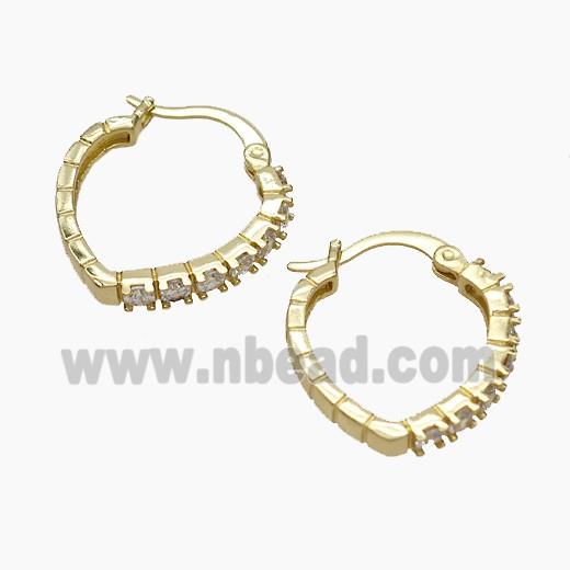 Copper Leaveback Earrings Micropave Zirconia Gold Plated