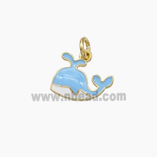 Copper Dolphin Pendant Blue Enamel Gold Plated
