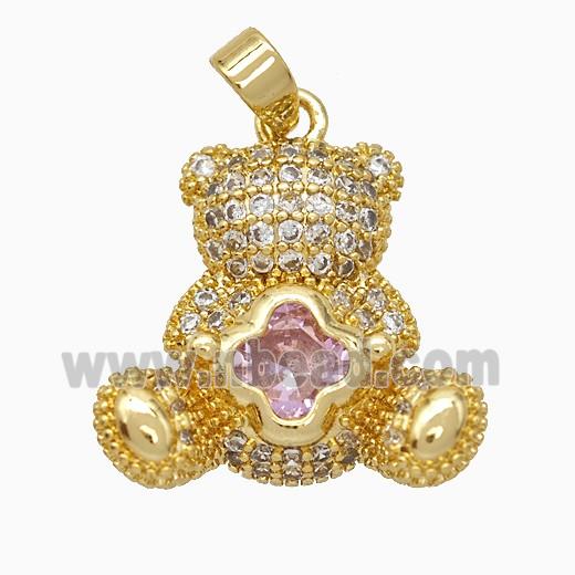 gemstone pendant pave zircon, gold plated