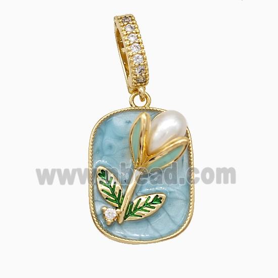 Enamel copper pendant, 18K gold plated