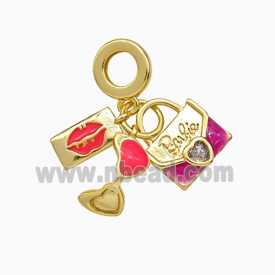 Enamel copper pendant, 18K gold plated