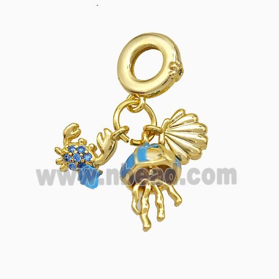 Enamel copper pendant, 18K gold plated