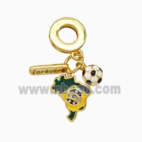 Enamel copper pendant, 18K gold plated