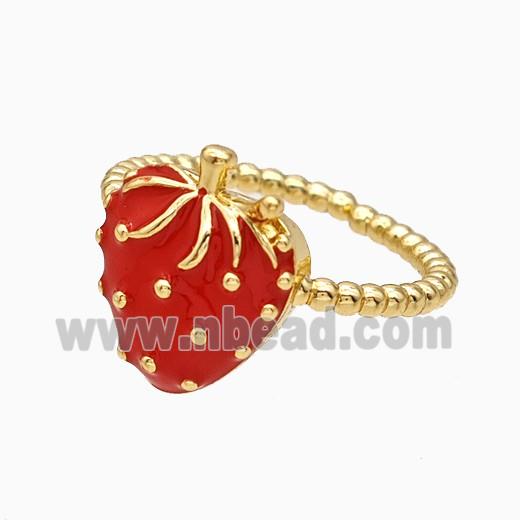 Enamel Copper Ring Pave Zircon, 18K gold plated