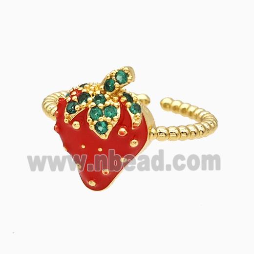 Enamel Copper Ring Pave Zircon, 18K gold plated