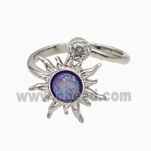 Enamel Copper Ring Pave Zircon, 18K gold plated