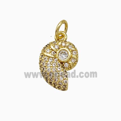 Copper Pendant Pave Zircon, Gold Plated