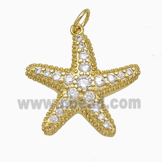 Copper Pendant Pave Zircon, Gold Plated