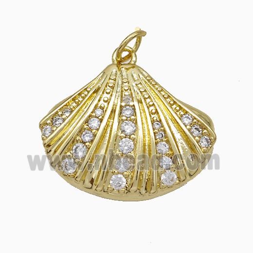 Copper Pendant Pave Zircon, Gold Plated