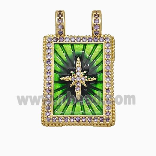 Copper Pendant Pave Zircon, Gold Plated