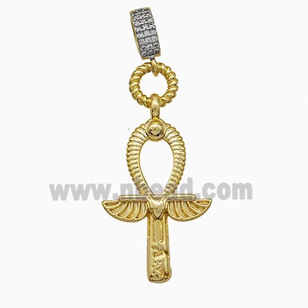 Copper Pendant Pave Zircon, Gold Plated