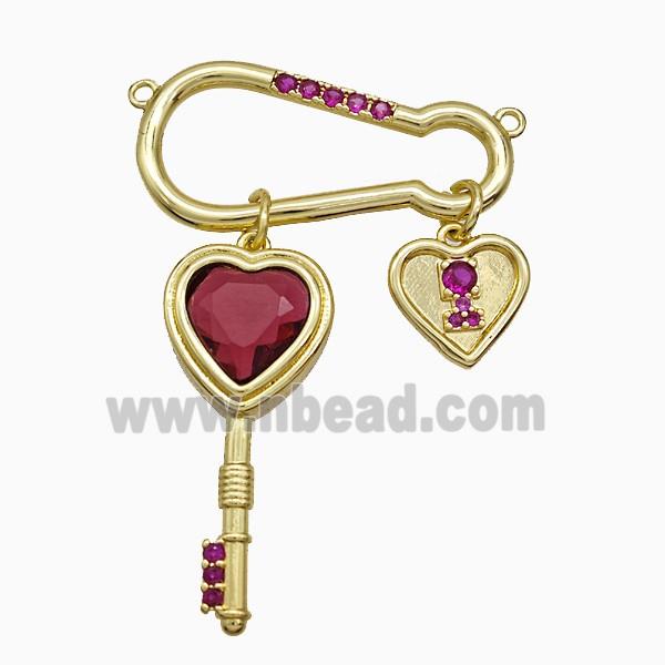 Copper Pendant Pave Zircon, Gold Plated