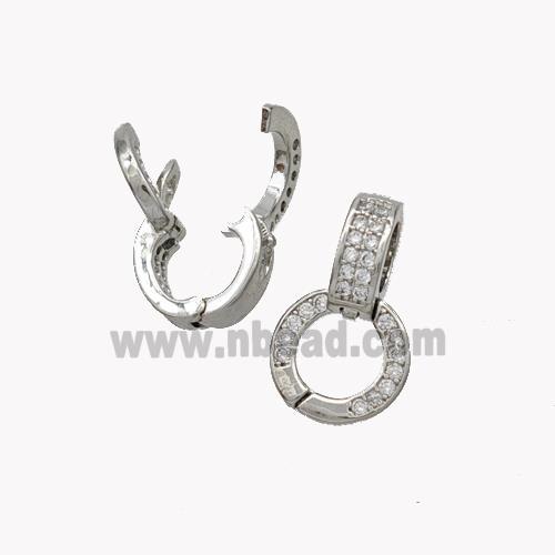 Copper Clasp Bail Pave Zirconia Platinum Plated