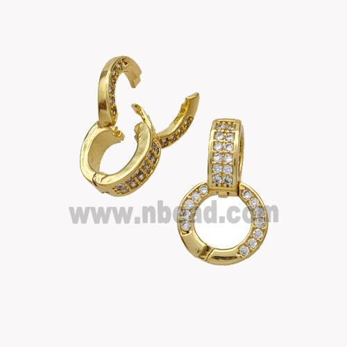 Copper Clasp Bail Pave Zirconia Gold Plated