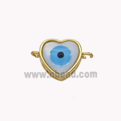 Copper Heart Connector Pave Shell Evil Eye 18K Gold Plated